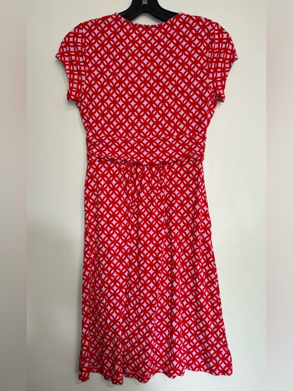 Boden Jersey Wrap Top Dress Dark Coral Red Knee LengthGeometric Mini Dress Sz 4 - Picture 5 of 12
